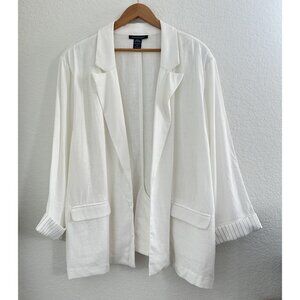 Ashley Stewart Cream Blazer with Striped Cuffs